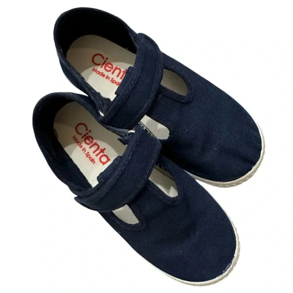 Cienta Navy Velcro T-Straps Canvas Shoes Sneakers